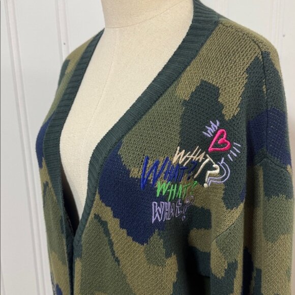 Vilagallo Anthropologie embroidered camo cardigan sweater S Small - Picture 5 of 15
